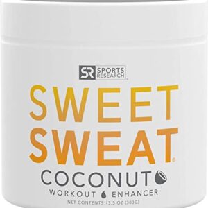 Sports Research Sweet Sweat Coconut Workout Enhancer Gel - Maximize Your Exercise & Sweat Faster - 13.5oz Jar