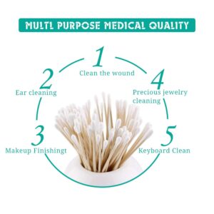 200 PCS Long Wooden Cotton Swabs, Cleaning Cotton Sticks with Wood Handle for Oil Makeup Gun Applicators, Eye Ears Eyeshadow Brush and Remover Tool, Cutips Buds for Baby and Home Accessories