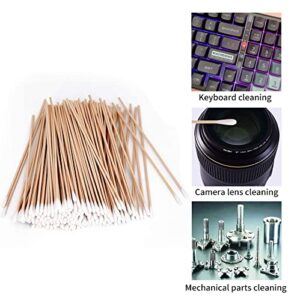 200 PCS Long Wooden Cotton Swabs, Cleaning Cotton Sticks with Wood Handle for Oil Makeup Gun Applicators, Eye Ears Eyeshadow Brush and Remover Tool, Cutips Buds for Baby and Home Accessories