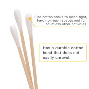 200 PCS Long Wooden Cotton Swabs, Cleaning Cotton Sticks with Wood Handle for Oil Makeup Gun Applicators, Eye Ears Eyeshadow Brush and Remover Tool, Cutips Buds for Baby and Home Accessories