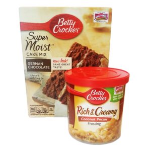 betty crocker butter german chocolate cake mix and betty crocker coconut pecan frosting bundle