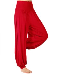 avacostume womens modal cotton soft yoga sports dance harem pants, xxl, red