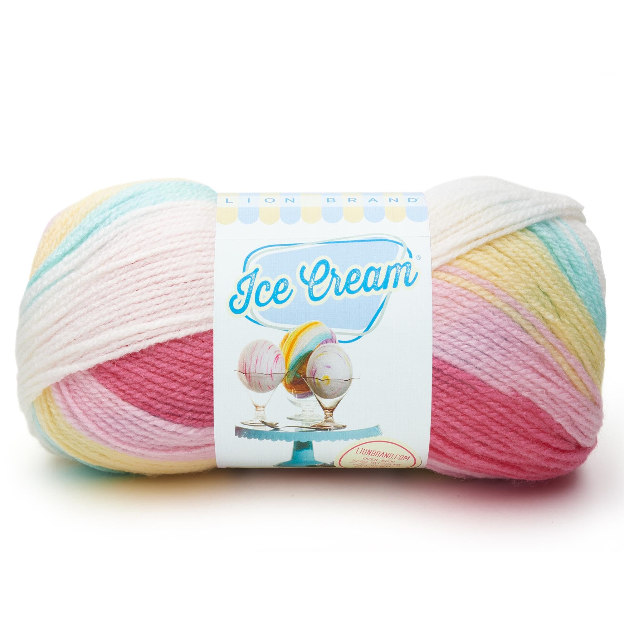 Lion Brand Yarn (1 Skein) Ice Cream Baby Yarn, Tutti Frutti, 1182 Foot (Pack of 1)