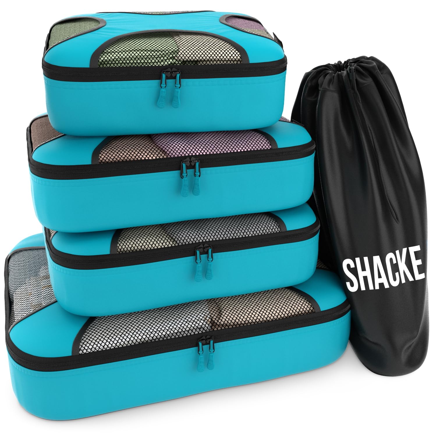 Shacke 5 Set Packing Cubes for Travel Lightweight Luggage Organizer (Aqua Teal)