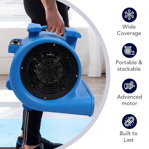 MOUNTO 3-Speed Air Mover 1HP 4000+ CFM Monster Floor Blower Carpet Dryers Janitoral Floor Dryer