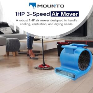 MOUNTO 3-Speed Air Mover 1HP 4000+ CFM Monster Floor Blower Carpet Dryers Janitoral Floor Dryer