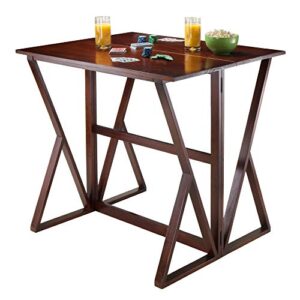 Winsome 3-Piece Harrington Drop Leaf High Table with 2 Rush Seat Stools, 29-Inch, Brown