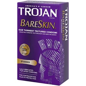 Trojan Studded Bareskin Lubricated Condoms - 10 Count