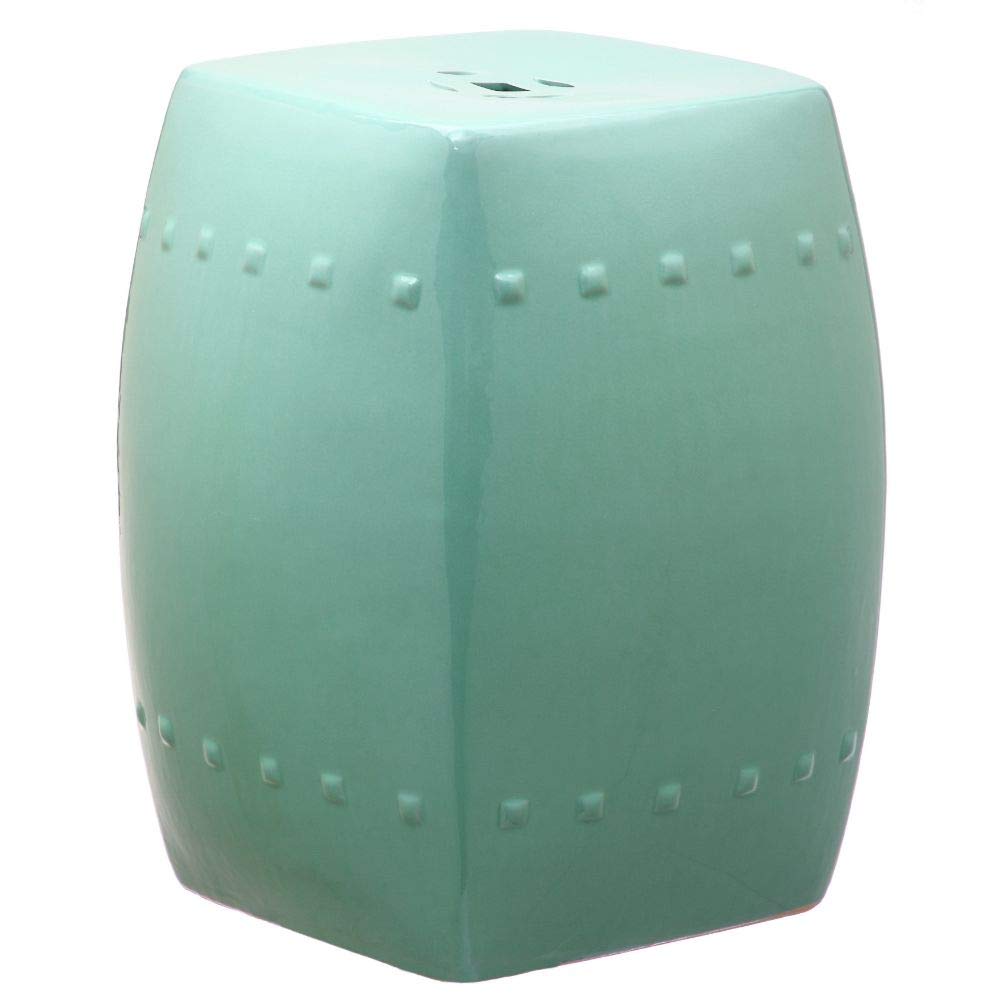 Safavieh Villa Glazed Ceramic Decorative Garden Stool, Light Blue