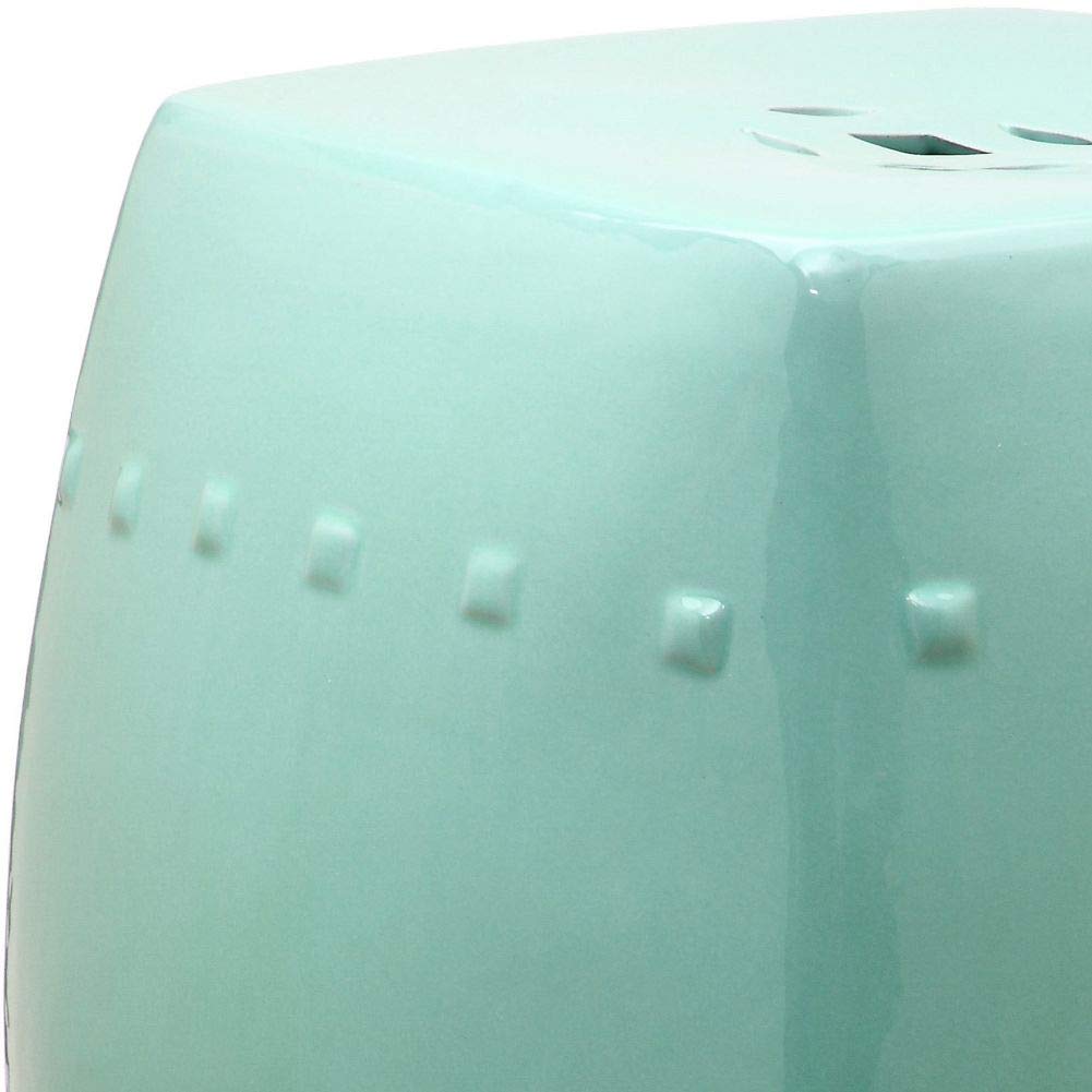 Safavieh Villa Glazed Ceramic Decorative Garden Stool, Light Blue