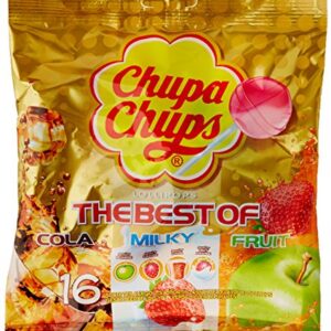 Chupa Chups Lollipops, 16 Pieces, Fresh Fruit Flavors, 6.77 Ounce Total Weight