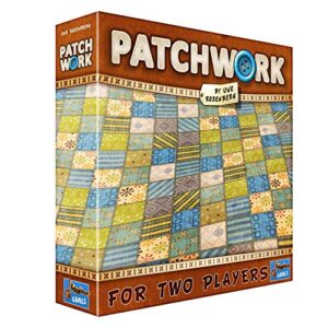 patchwork | strategy / puzzle game | family board game | two player game for kids and adults | ages 8 and up |average playtime 30 minutes | made by lookout games , brown