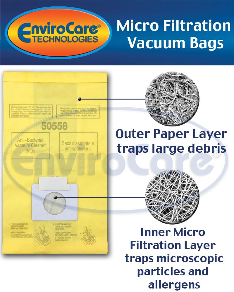 EnviroCare Replacement Micro Filtration Vacuum Cleaner Dust Bags Designed to Fit Kenmore Canister Type C or Q 50555, 50558, 50557 and Panasonic Type C-5 18 pack