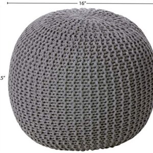 Urban Lifestyle Round Knit Pouf - Hand Woven Cotton, Dark Grey