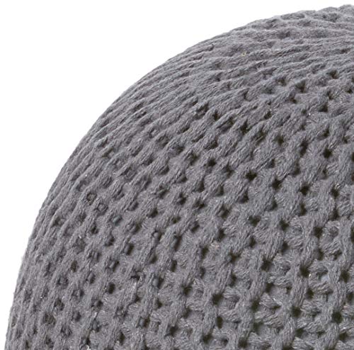 Urban Lifestyle Round Knit Pouf - Hand Woven Cotton, Dark Grey