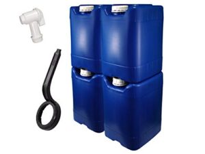 api kirk containers 5 gallon samson stackers, blue, 4 pack (20 gallons), emergency water storage kit - new! - clean! - boxed! - kit includes one spigot and cap wrench