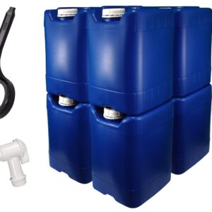 5 Gallon Samson Stackers, Blue, 8 Pack (40 Gallons), Emergency Water Storage Kit - New! - Boxed! Includes 1 Spigot and Cap Wrench