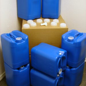 5 Gallon Samson Stackers, Blue, 8 Pack (40 Gallons), Emergency Water Storage Kit - New! - Boxed! Includes 1 Spigot and Cap Wrench