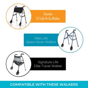 Stander Replacement 6-inch Walker Wheels, 6-Inch Rollator Replacement Wheels for Adults, Seniors, and Elderly, Compatible with the EZ Fold-N-Go Walker and the Able Life Space Saver Walker, Set of 2