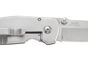 CRKT Squid Folding Pocket Knife: Compact EDC Straight Edge Utility Knife with Stainless Steel Blade and Framelock Handle - Silver Stonewash 2490