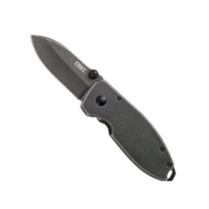 crkt squid folding pocket knife: compact edc straight edge utility knife with stainless steel blade and framelock handle - black stonewash 2490ks