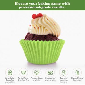 Regency Wraps Standard Baking Cups Greaseproof Professional Grade For Cupcakes and Muffins, Lime Solid, Pack of 40