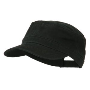 garment washed adjustable army cap - black osfm