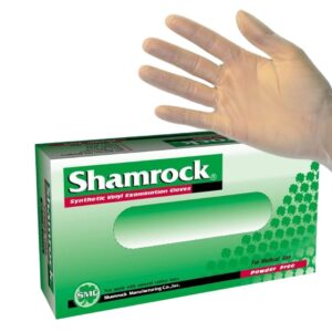 shamrock vinyl medical clear disposable gloves - 4 mil, powder-free, thin, large, 20213