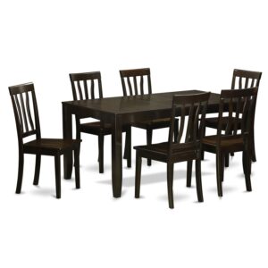 East West Furniture LYAN7-CAP-W Lynfield 7 Piece Kitchen Set Consist of a Rectangle Table with Butterfly Leaf and 6 Dining Room Chairs, 36x66 Inch, Cappuccino