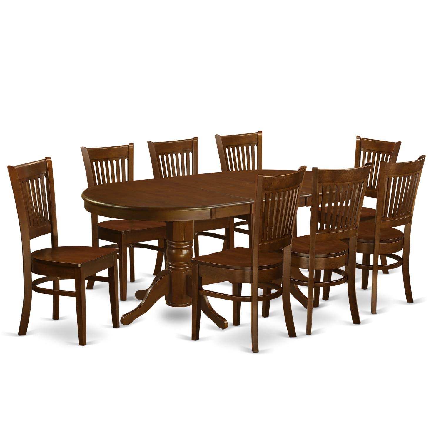 East West Furniture VANC9-ESP-C 9 Piece Modern Dining Table Set Includes an Oval Wooden Table with Butterfly Leaf and 8 Linen Fabric Upholstered Dining Chairs, 40x76 Inch, Espresso