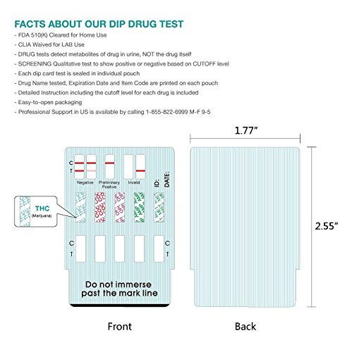 Easy@Home 5 Panel Instant Drug Test Kits [25 Pack] - Testing Marijuana (THC), COC, OPI 2000, AMP, MET/mAMP- Urine Dip Drug Testing -#EDOAP-254