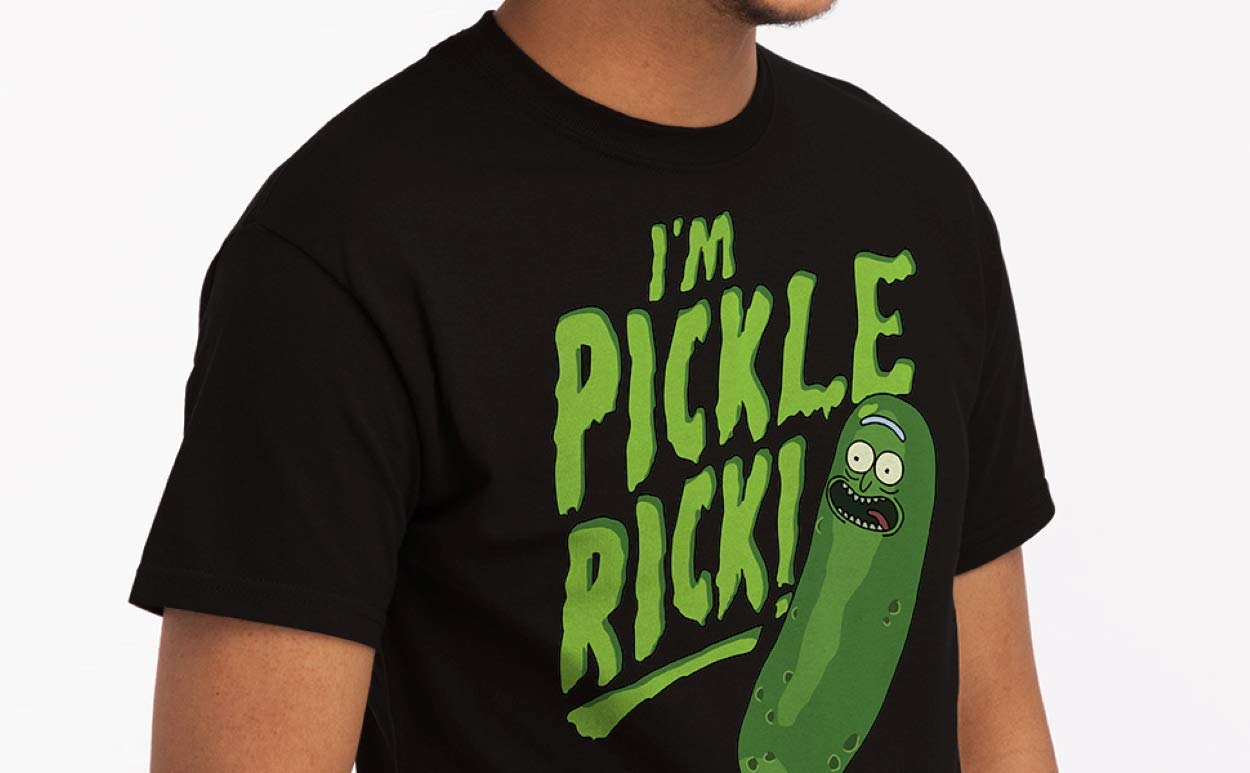 Ripple Junction Rick and Morty Men's Short Sleeve T-Shirt Pickle Rick Medium Black