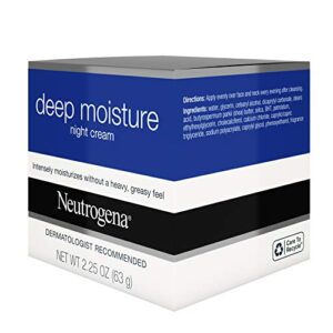 Neutrogena Deep Moisture Night Cream with Glycerin & Vitamin D3, Facial Moisturizer for Dry Skin with Shea butter, Glycerin, Vitamin D3, Non Greasy & Non Comedogenic, 2.25 oz