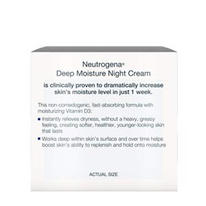 Neutrogena Deep Moisture Night Cream with Glycerin & Vitamin D3, Facial Moisturizer for Dry Skin with Shea butter, Glycerin, Vitamin D3, Non Greasy & Non Comedogenic, 2.25 oz