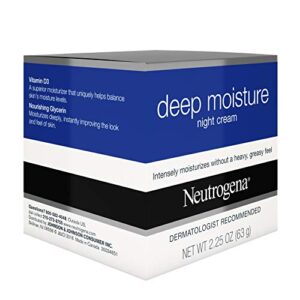 Neutrogena Deep Moisture Night Cream with Glycerin & Vitamin D3, Facial Moisturizer for Dry Skin with Shea butter, Glycerin, Vitamin D3, Non Greasy & Non Comedogenic, 2.25 oz