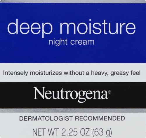 Neutrogena Deep Moisture Night Cream with Glycerin & Vitamin D3, Facial Moisturizer for Dry Skin with Shea butter, Glycerin, Vitamin D3, Non Greasy & Non Comedogenic, 2.25 oz