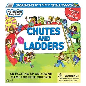 Classic Chutes And Ladders with 1970's Artwork by Winning Moves Games USA for Children Ages 3 and Up, Preschool Games for 2-4 players (1195)