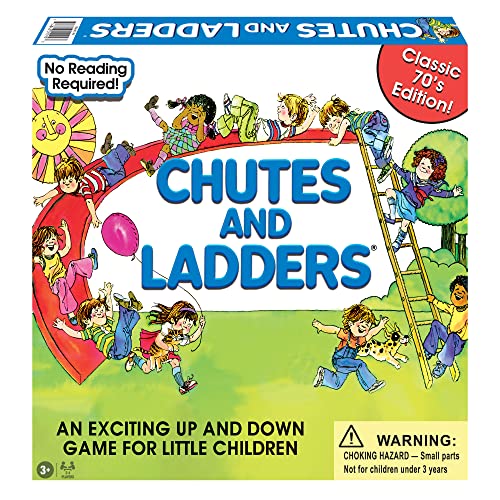 Classic Chutes And Ladders with 1970's Artwork by Winning Moves Games USA for Children Ages 3 and Up, Preschool Games for 2-4 players (1195)