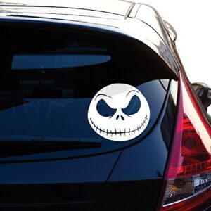 yoonek graphics jack skellington christmas nightmare decal sticker for car window, laptop, motorcycle, walls, mirror and more. sku: 488 (4" x 4.3", white)