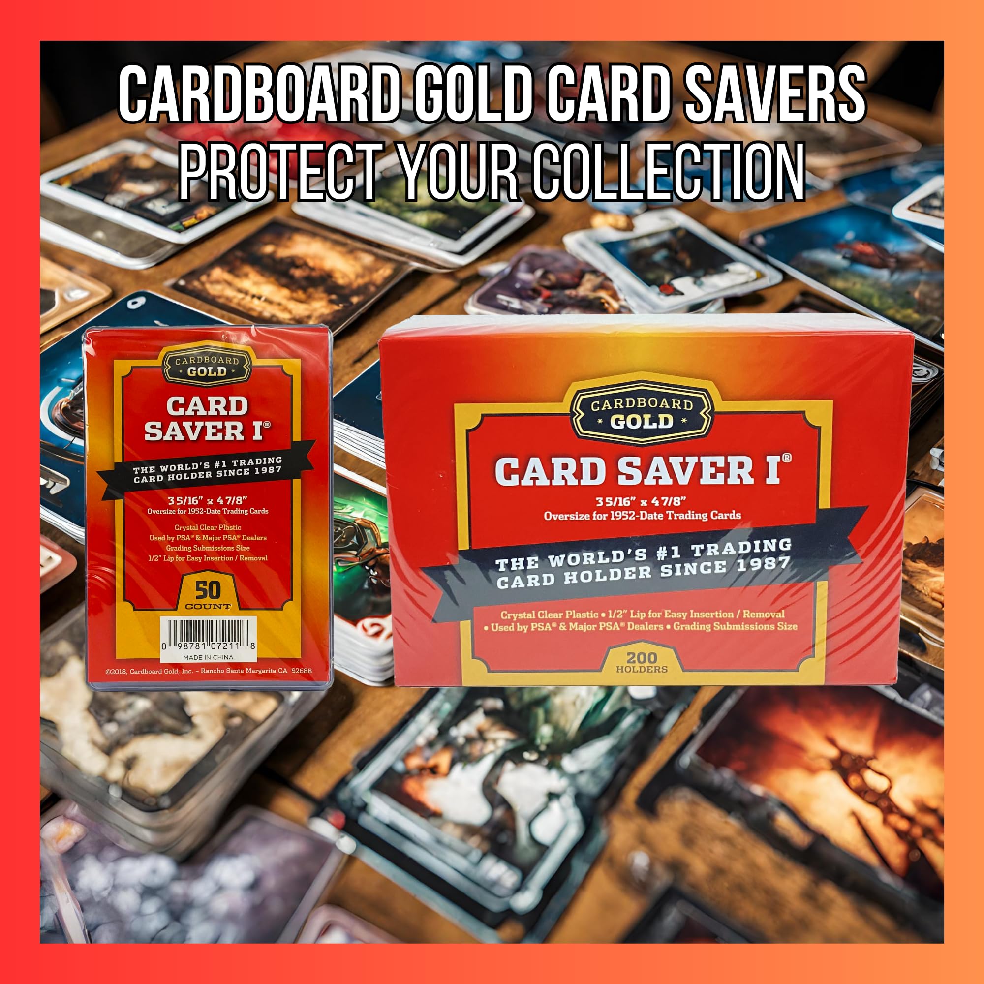 Card Saver 1 by Cardboard Gold - Premium Trading Card Protector for PSA Grading, Semi-Rigid Card Holder for Baseball, Sports Cards - Compatible with Sleeves, Binders & Storage Boxes