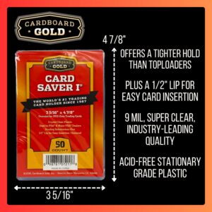 Card Saver 1 by Cardboard Gold - Premium Trading Card Protector for PSA Grading, Semi-Rigid Card Holder for Baseball, Sports Cards - Compatible with Sleeves, Binders & Storage Boxes