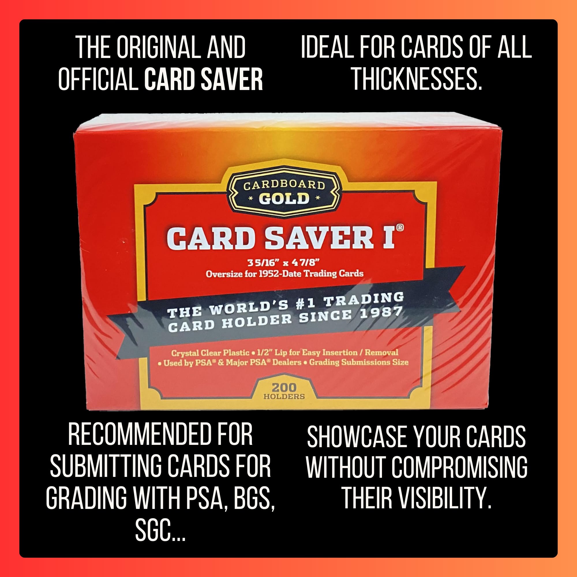 Card Saver 1 by Cardboard Gold - Premium Trading Card Protector for PSA Grading, Semi-Rigid Card Holder for Baseball, Sports Cards - Compatible with Sleeves, Binders & Storage Boxes