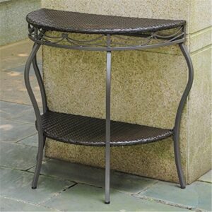 international caravan valencia all-weather wicker half-moon patio console table