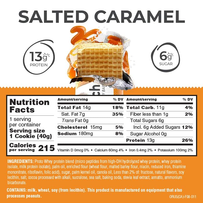 Power Crunch Protein Wafer Bars, High Protein Snacks with Delicious Taste, Salted Caramel, 1.4 Ounce (12 Count)