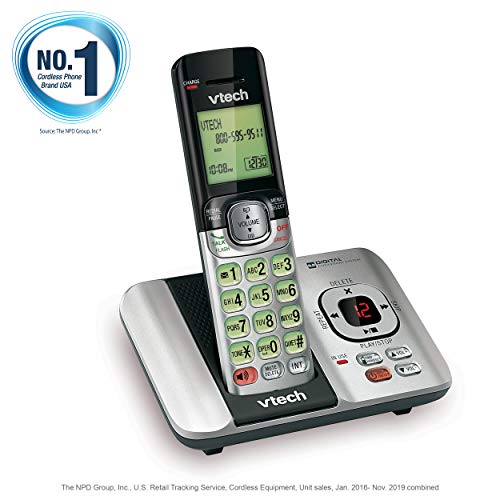 VTech CS6529 DECT 6.0 Phone Answering System with Caller ID/Call Waiting, 1 Cordless Handset, Silver/Black