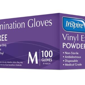 Inspire Medical Gloves Exam Gloves | Powder Free Stretch Vinyl Gloves | Disposable Gloves Disposable Latex Free Gloves | Cooking Gloves Disposable Food Safe Food Prep Gloves Plastic Gloves Disposable