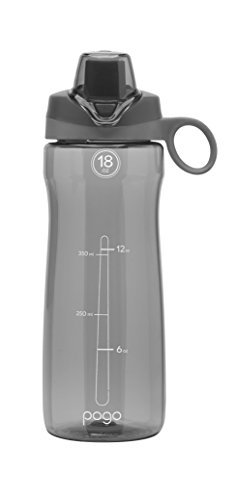 Pogo BPA-Free Tritan Plastic Water Bottle with Chug Lid, 18 Oz, Grey