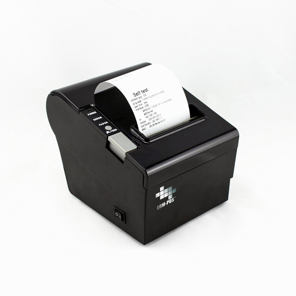 EOM-POS Thermal Receipt Printer - USB, Ethernet/LAN, & Serial Ports - Auto Cutter - Beeper/Buzzer- Cash Drawer Port - Paper Width 3 1/8" (80mm) - for Windows - NOT for SQUARE