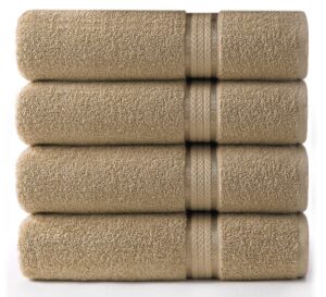 cotton craft ultra soft oversized bath towels - 4 pack extra large bath towel set - 30x54 - absorbent everyday luxury hotel spa gym shower beach pool camp travel dorm - 100% cotton - easy care - linen