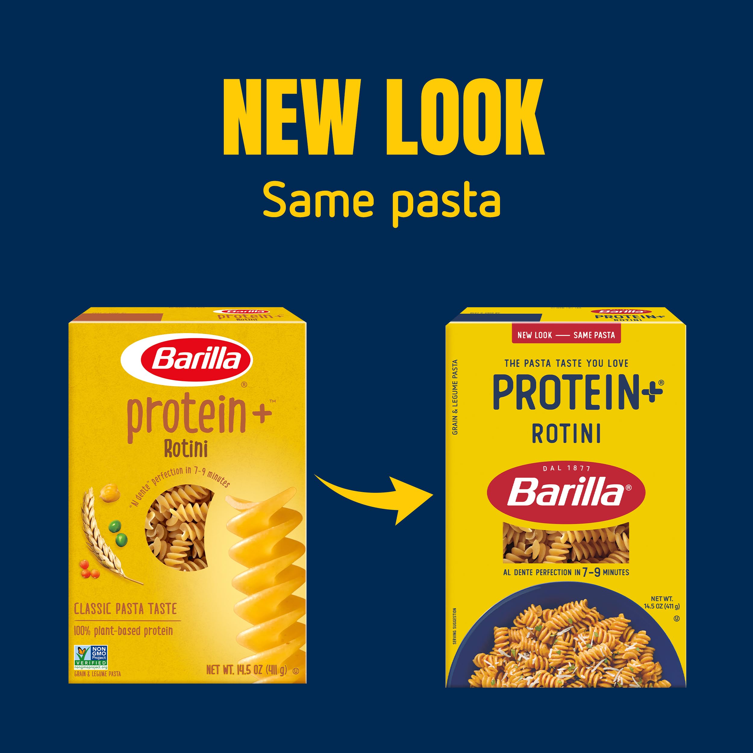 BARILLA Protein+ (Plus) Elbows Pasta, 14.5 Ounce - plant based pasta - Made from Lentils, Chickpeas & Peas - Non-GMO, Kosher Certified and Vegan